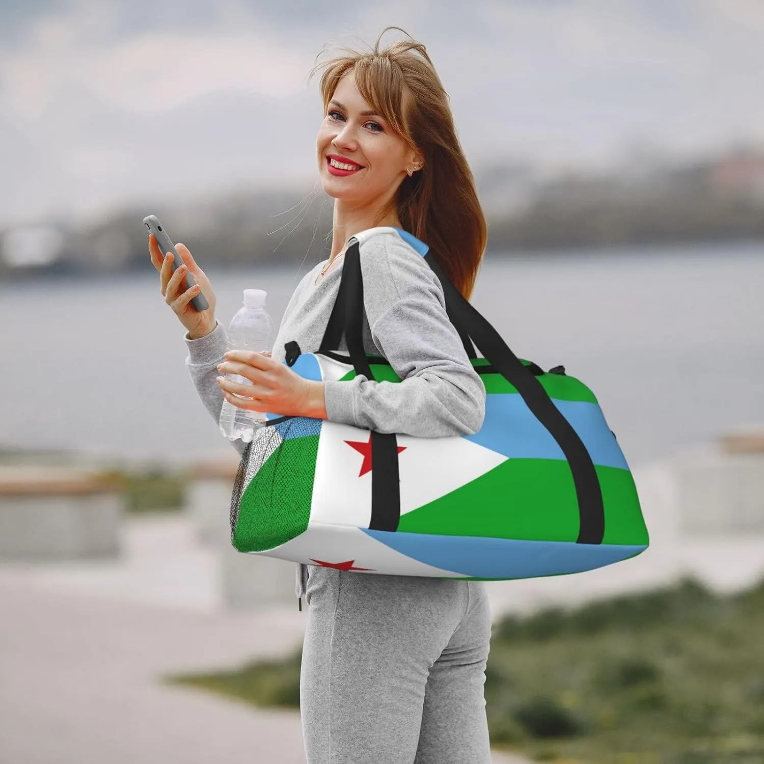 Flag Of Djibouti Travel Duffel Bag Large Foldable Waterproof Overnight Bag For Beach Swim Bags Pool Sports Gym