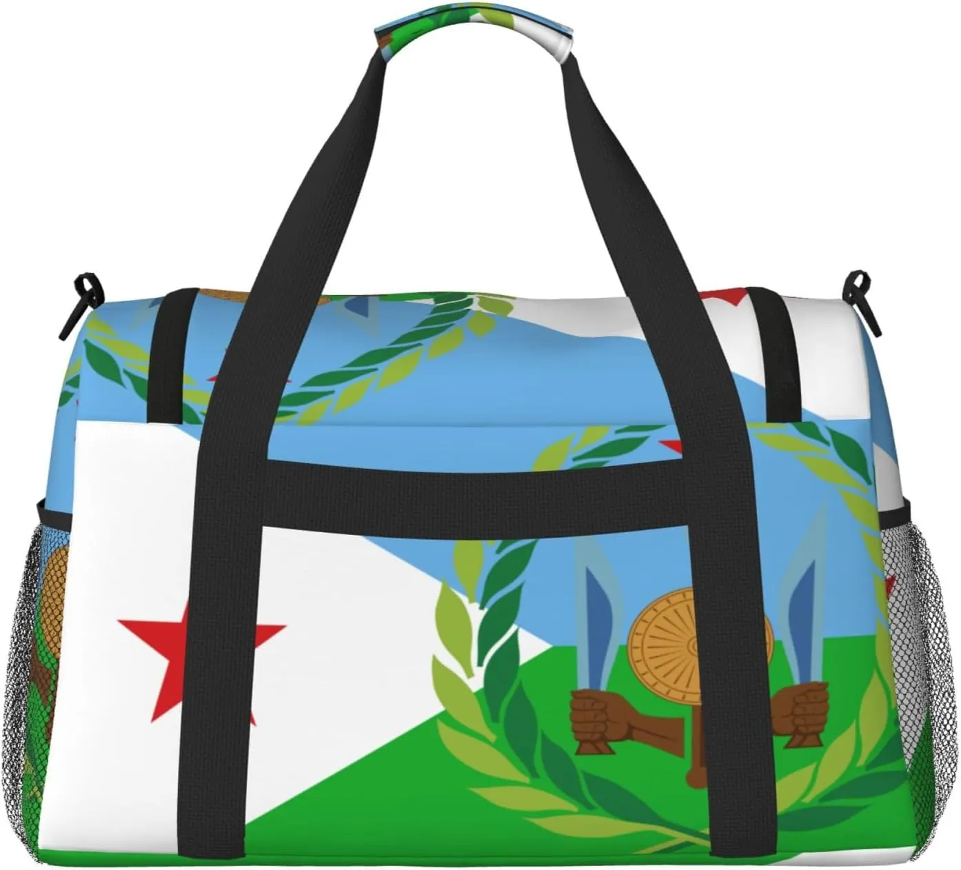 Flag Of Djibouti Travel Duffel Bag Large Foldable Waterproof Overnight Bag For Beach Swim Bags Pool Sports Gym