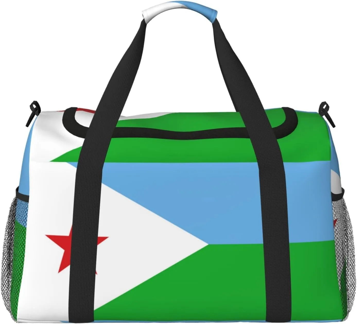 Flag Of Djibouti Travel Duffel Bag Large Foldable Waterproof Overnight Bag For Beach Swim Bags Pool Sports Gym
