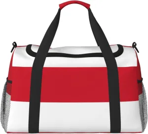 Flag Of Monaco Travel Duffel Bag Large Foldable Waterproof Overnight Bag For Beach Swim Bags Pool Sports Gym