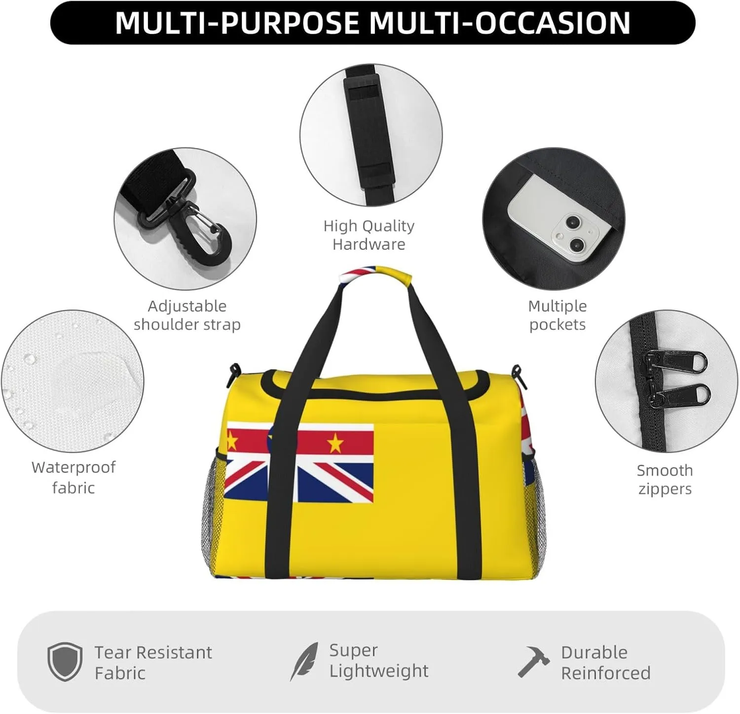Flag Of Niue Travel Duffel Bag Large Foldable Waterproof Overnight Bag For Beach Swim Bags Pool Sports Gym