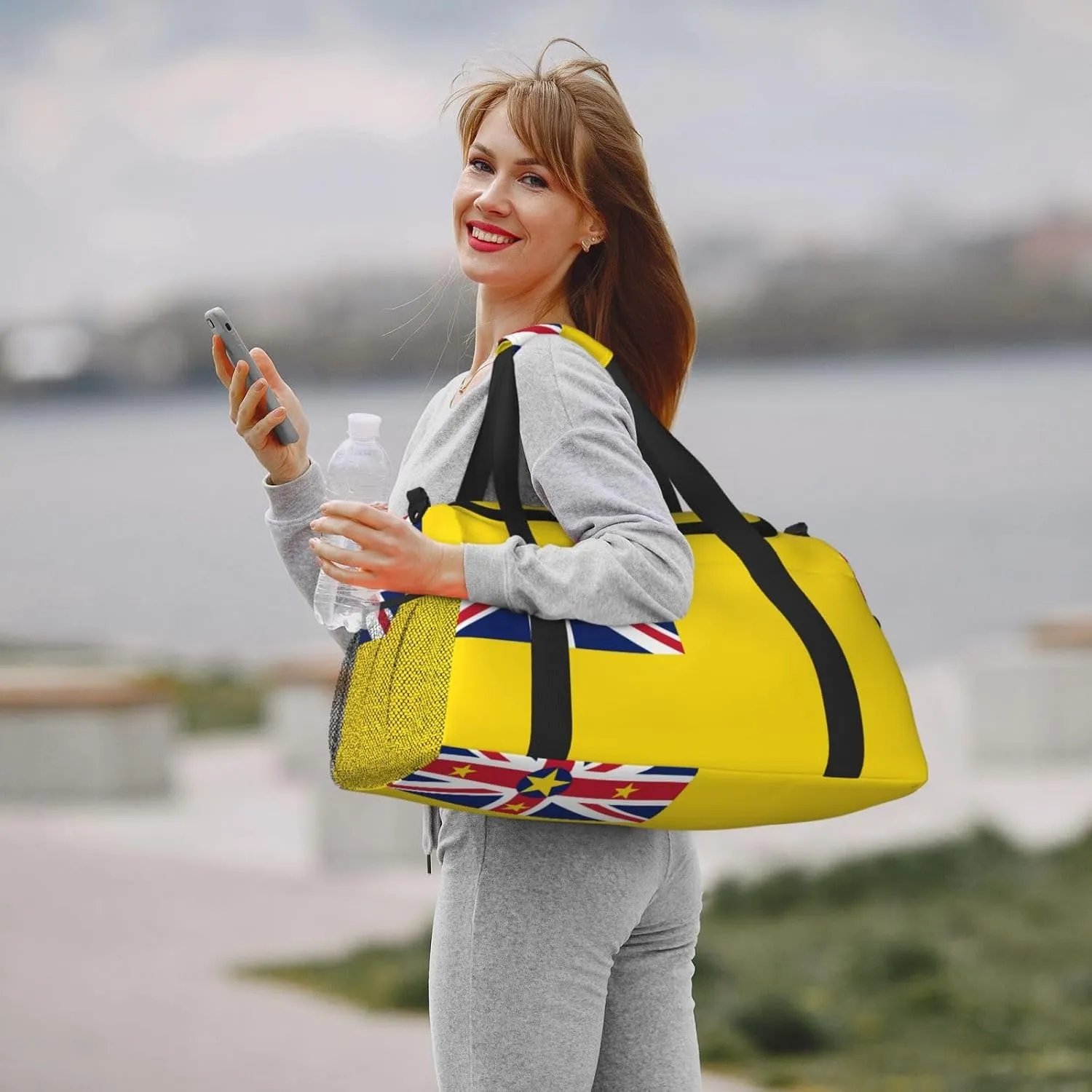 Flag Of Niue Travel Duffel Bag Large Foldable Waterproof Overnight Bag For Beach Swim Bags Pool Sports Gym