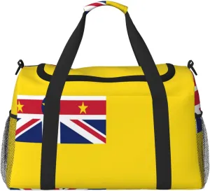 Flag Of Niue Travel Duffel Bag Large Foldable Waterproof Overnight Bag For Beach Swim Bags Pool Sports Gym