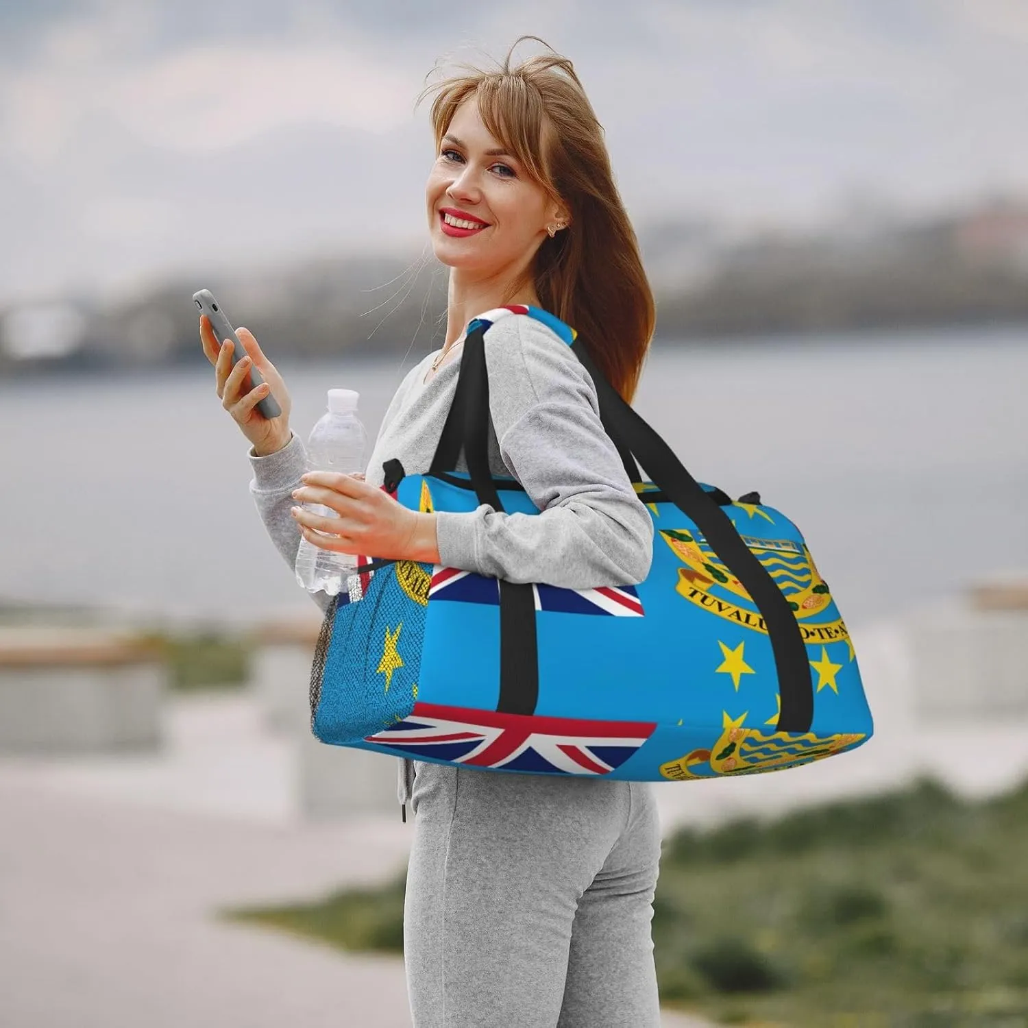 Flag Of Tuvalu Travel Duffel Bag Large Foldable Waterproof Overnight Bag For Beach Swim Bags Pool Sports Gym
