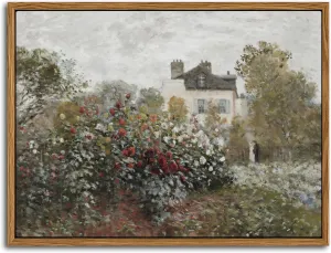 Floating Framed Vintage Monet Canvas Wall Art, Classical Rustic Farmhouse Landscape Wall Decor Paintings, Natural Floral Artwork Pictures Posters Prints for Living Room Bedroom 12x16 inch