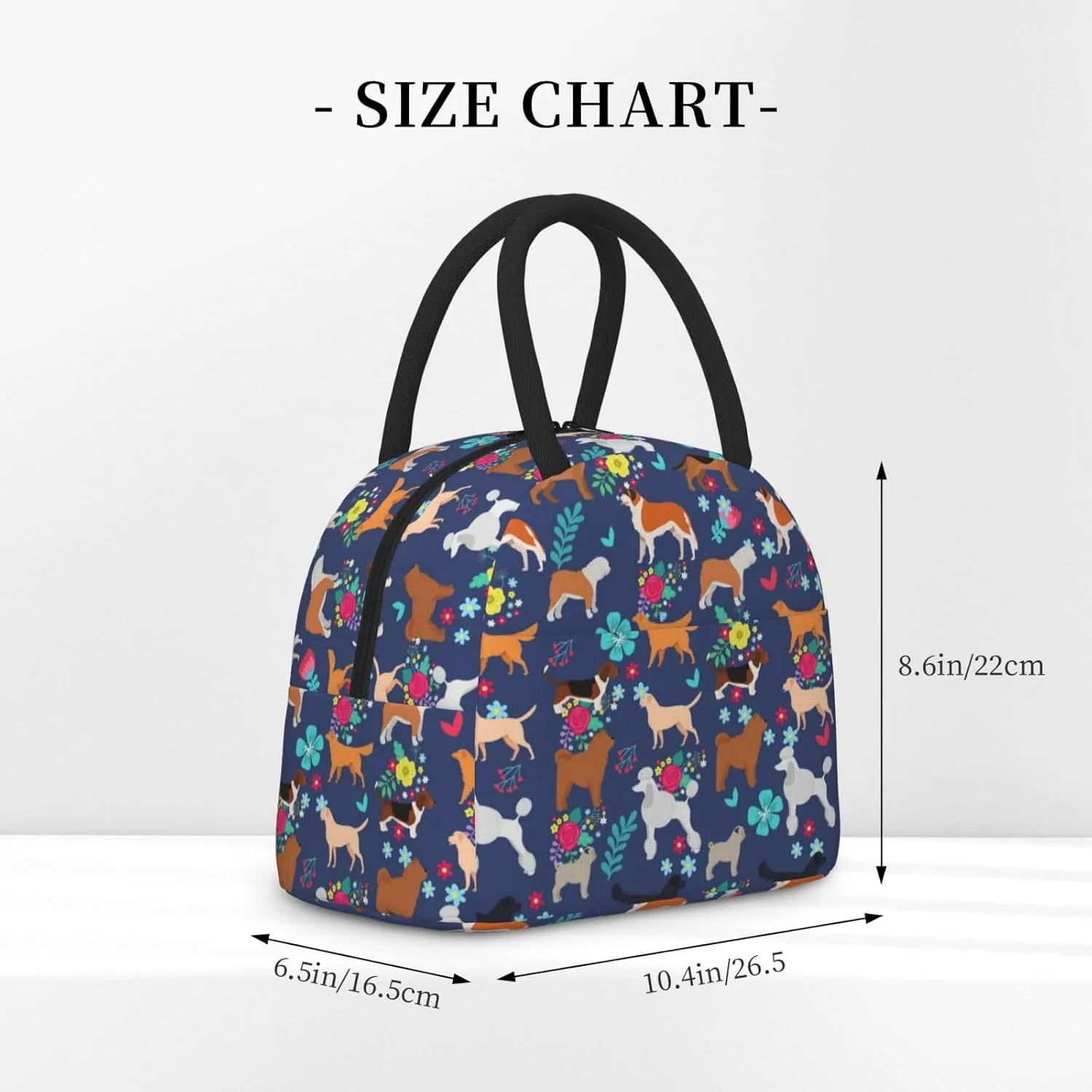 Flower Lunch Bag Box Tote Organizer Lunch Container,Ivy Back Florets Shrubs,Insulated Zipper Cooler Handbag For Women Men Home Office Outdoor Use,Blue Purple