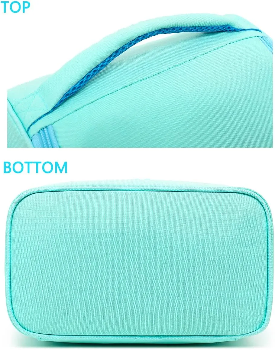 FlowFly Double Decker Cooler Insulated Lunch Bag Large Tote for Boys, Girls, Men, Women, With Adjustable Strap,Light Blue