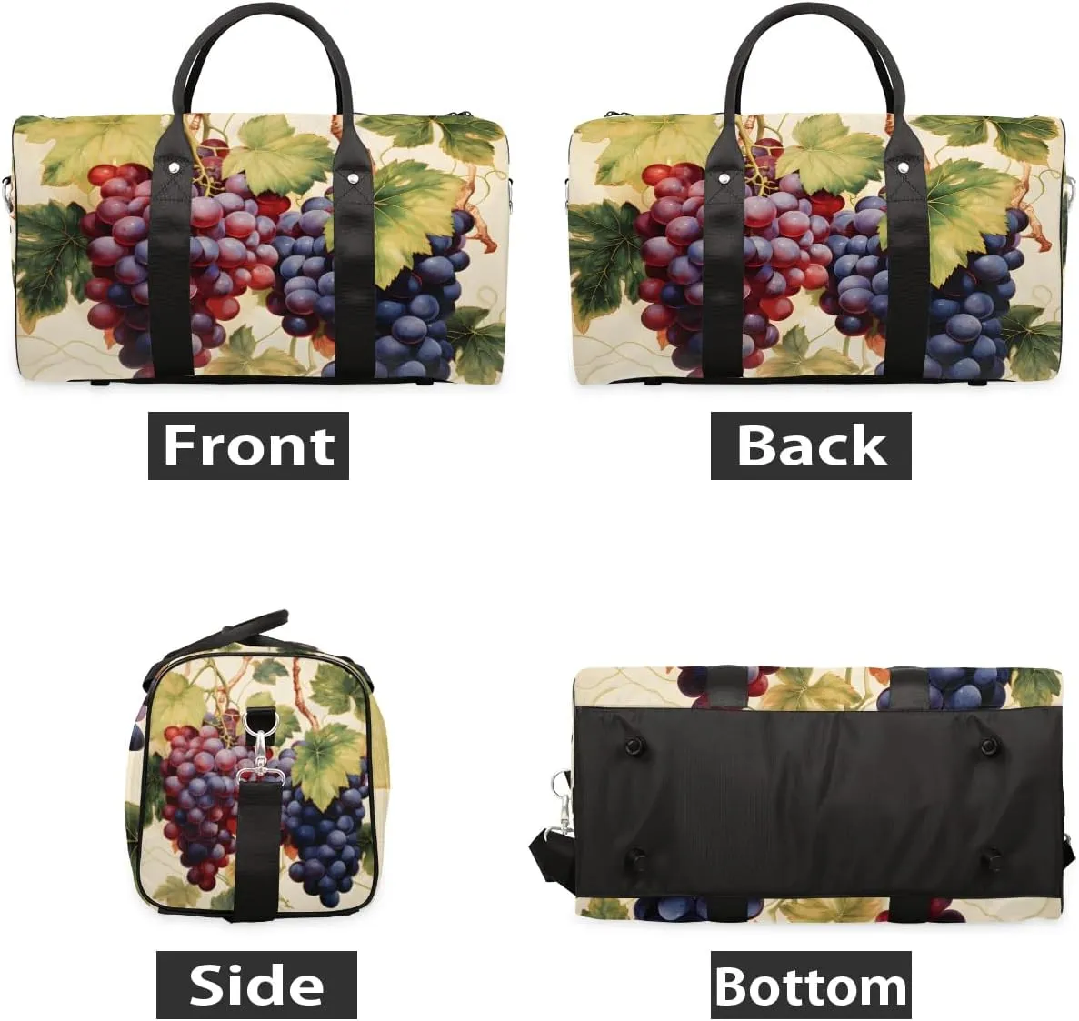 Foldable Travel Bag Attractive Grapes Lightweight Carry On Bags for Airplanes Waterproof Travel Duffle Bag For Gym Weekend Overnight