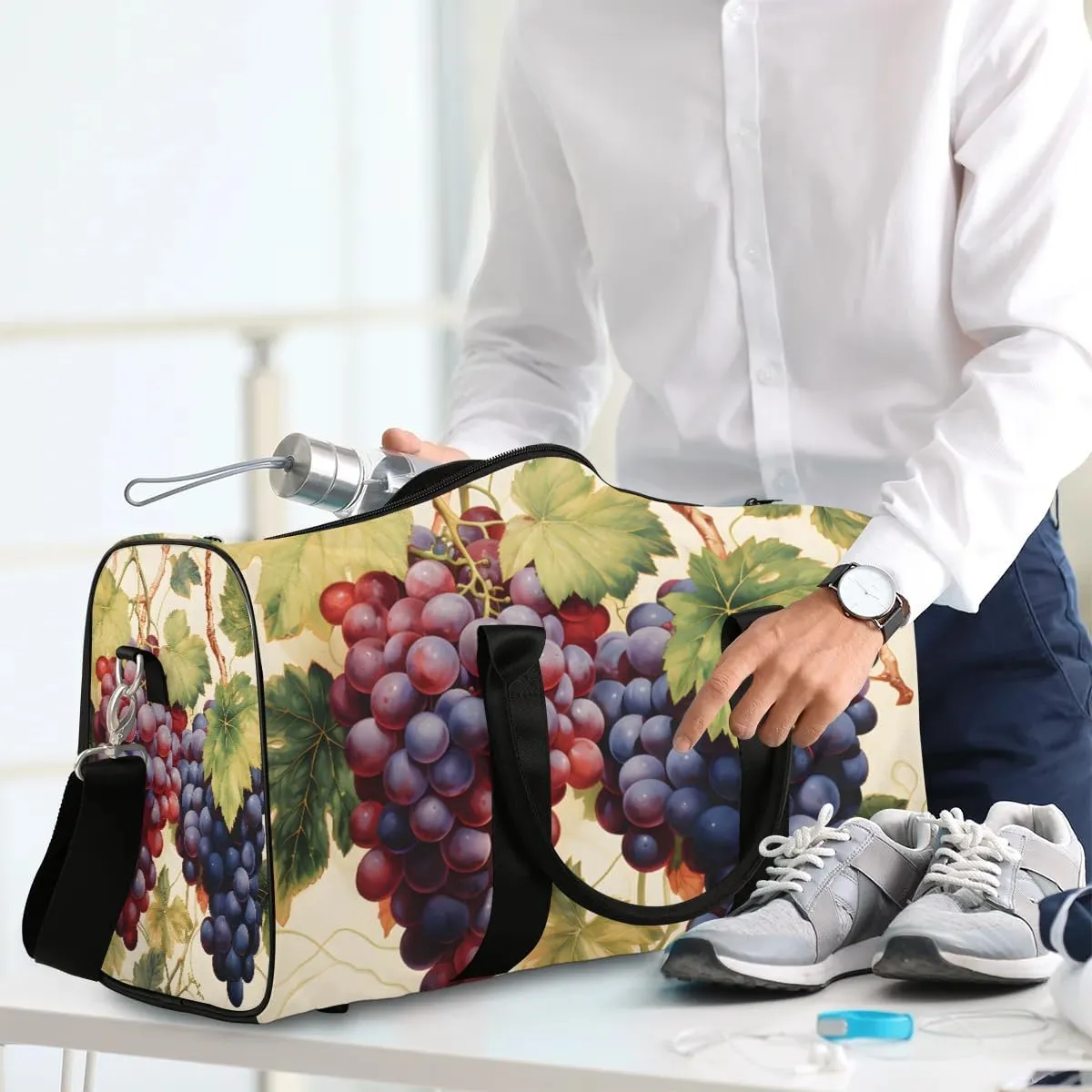 Foldable Travel Bag Attractive Grapes Lightweight Carry On Bags for Airplanes Waterproof Travel Duffle Bag For Gym Weekend Overnight