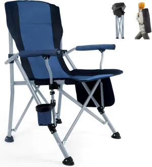 Folding Camping Chair Portable Outdoor Beach Chair, Heavy Duty Foldable Lawn chair Support 330lbs, Collapsible Lightweight Camp Chair with Cup Holder&Carry Bag for Fishing Outside Sports Picnic(Blue)