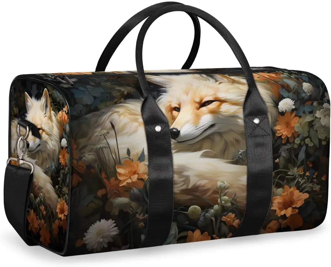 Forest Fox Travel Duffel Bag for Women Men Waterproof Foldable Overnight Weekender Bag Large Capacity Sports Gym Bag