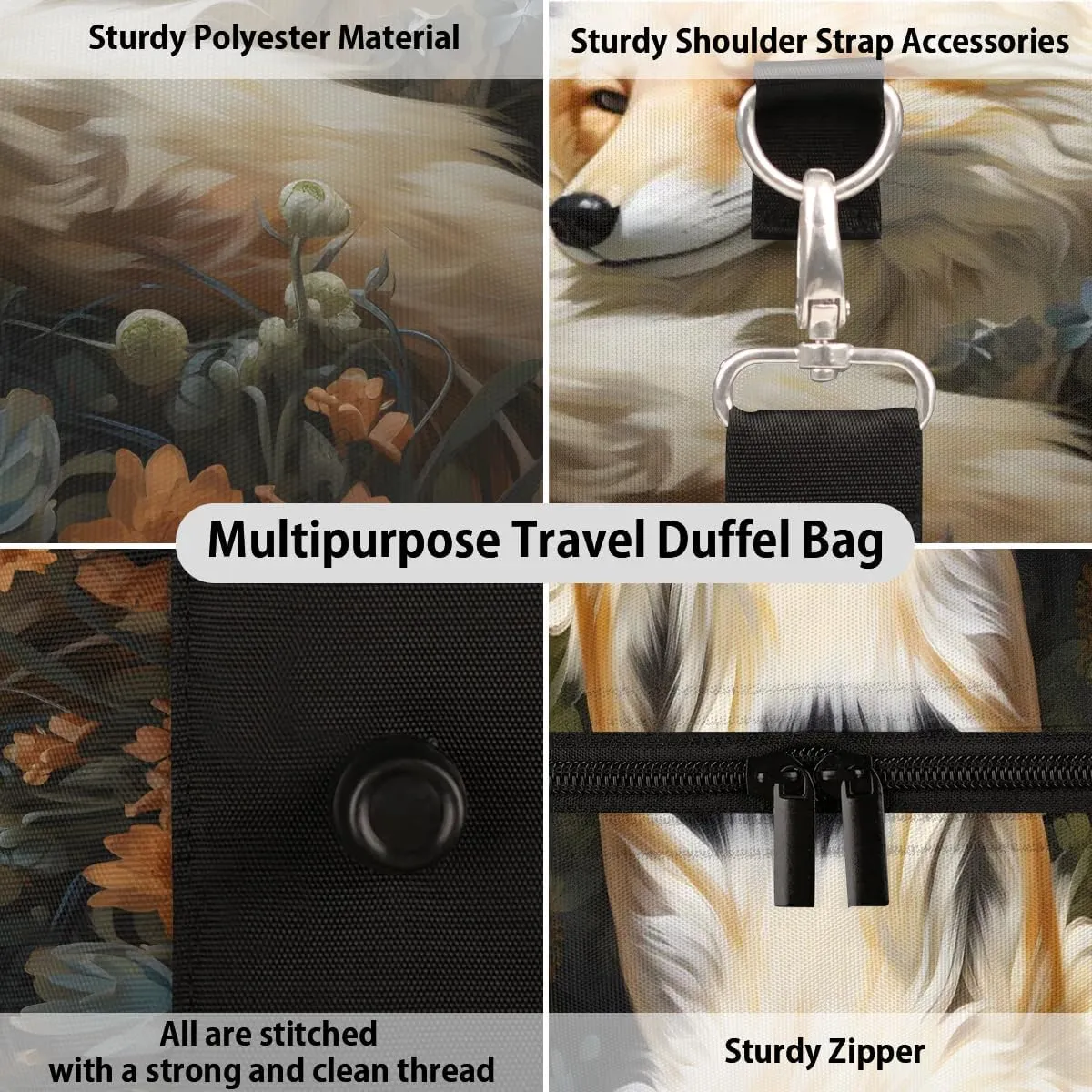 Forest Fox Travel Duffel Bag for Women Men Waterproof Foldable Overnight Weekender Bag Large Capacity Sports Gym Bag