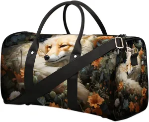 Forest Fox Travel Duffel Bag for Women Men Waterproof Foldable Overnight Weekender Bag Large Capacity Sports Gym Bag