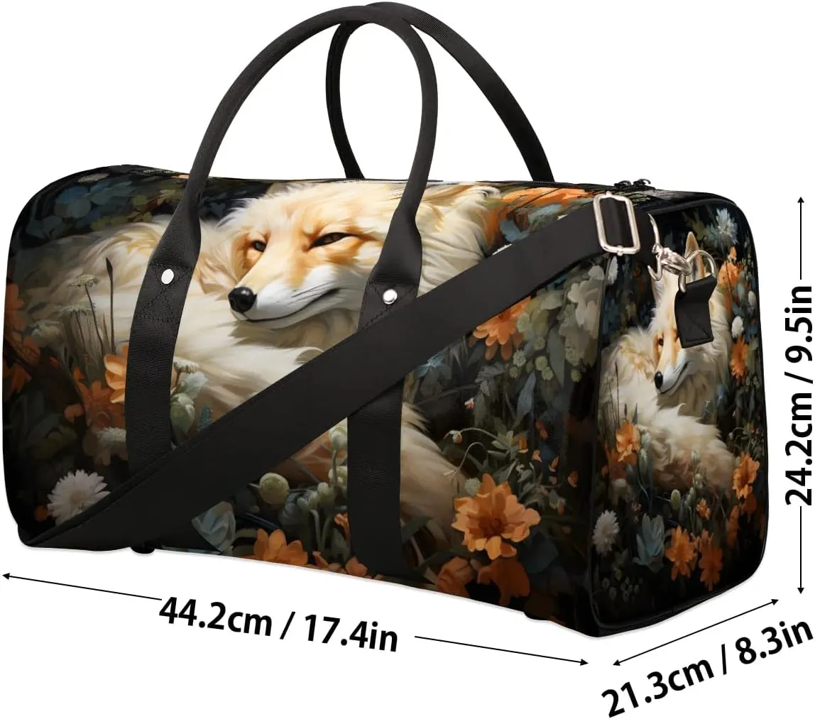 Forest Fox Travel Duffel Bag for Women Men Waterproof Foldable Overnight Weekender Bag Large Capacity Sports Gym Bag