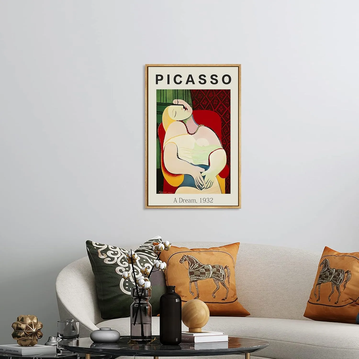 Framed Canvas Print Wall Art A Dream Famous Paintings Artwork By Pablo Picasso Canvas Prints Home Decoration for Living Room, Bed Room, Office - 12x16in Natural Framed