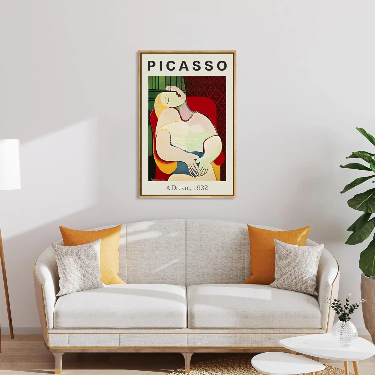 Framed Canvas Print Wall Art A Dream Famous Paintings Artwork By Pablo Picasso Canvas Prints Home Decoration for Living Room, Bed Room, Office - 12x16in Natural Framed
