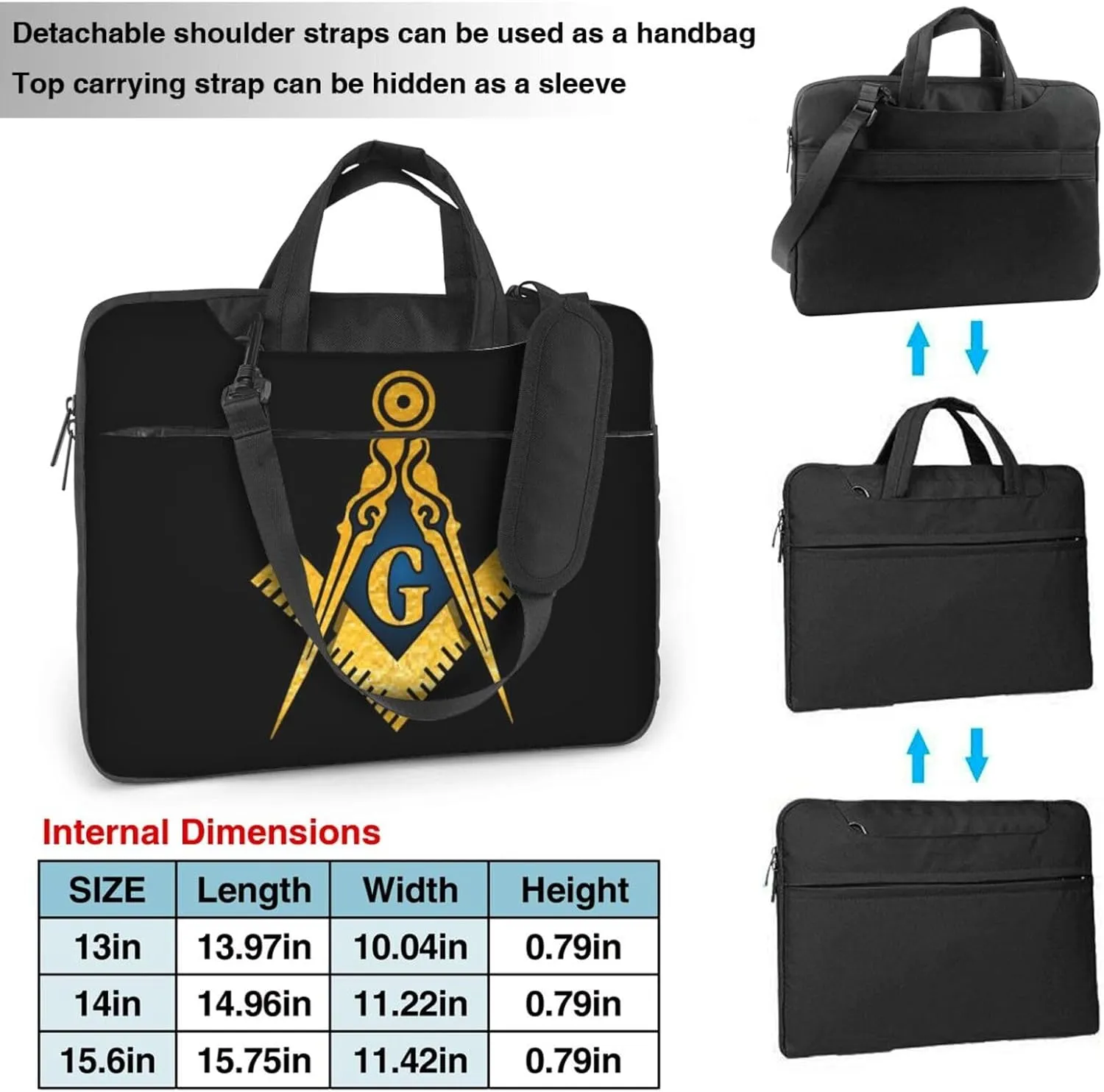 Freemason 3d Pattern Laptop Bag Shoulder Bag Computer Notebook Briefcase Messenger Bag