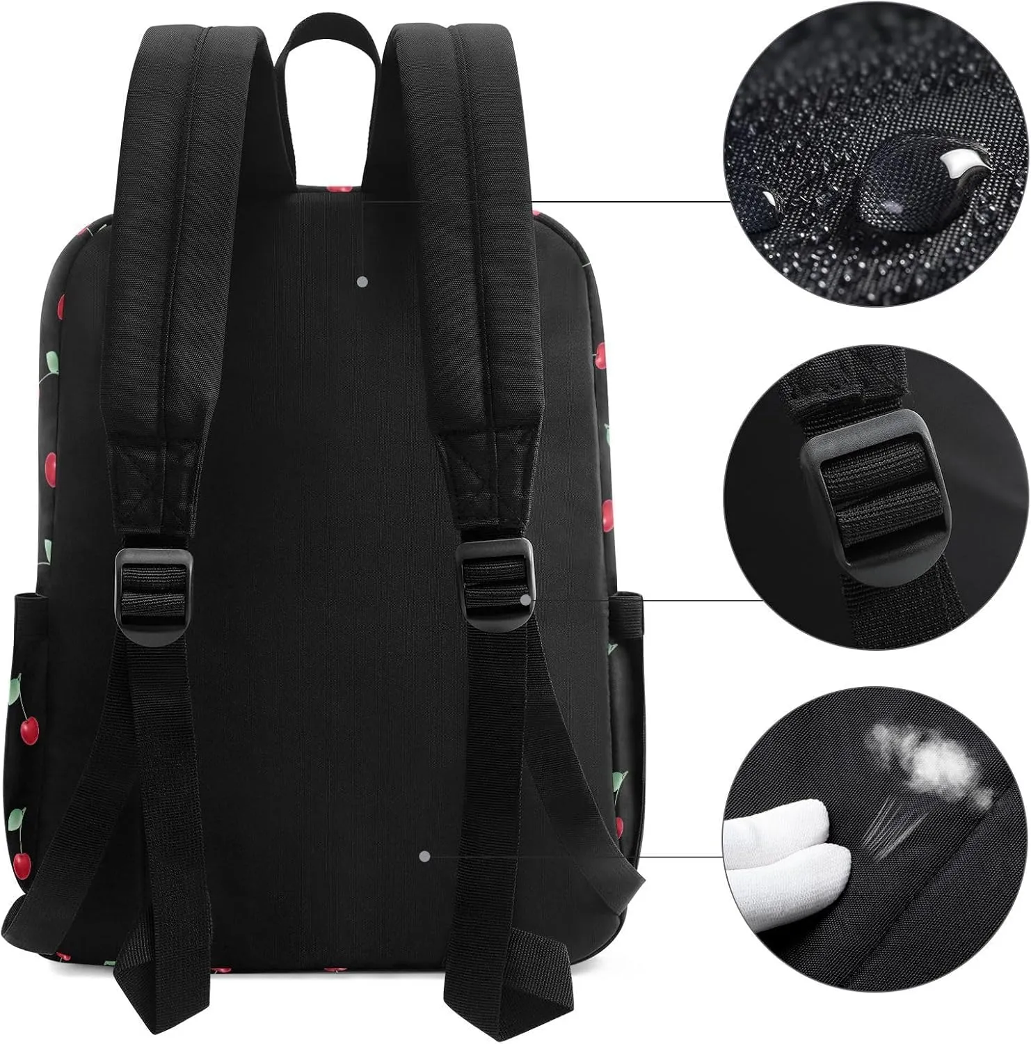 Fresh Cherry Pattern Large Canvas Backpack Durable Travel Shoulder Daypack for Unisex School Bookbag Beach Work Hiking Fit 16.5 Inch Notebook