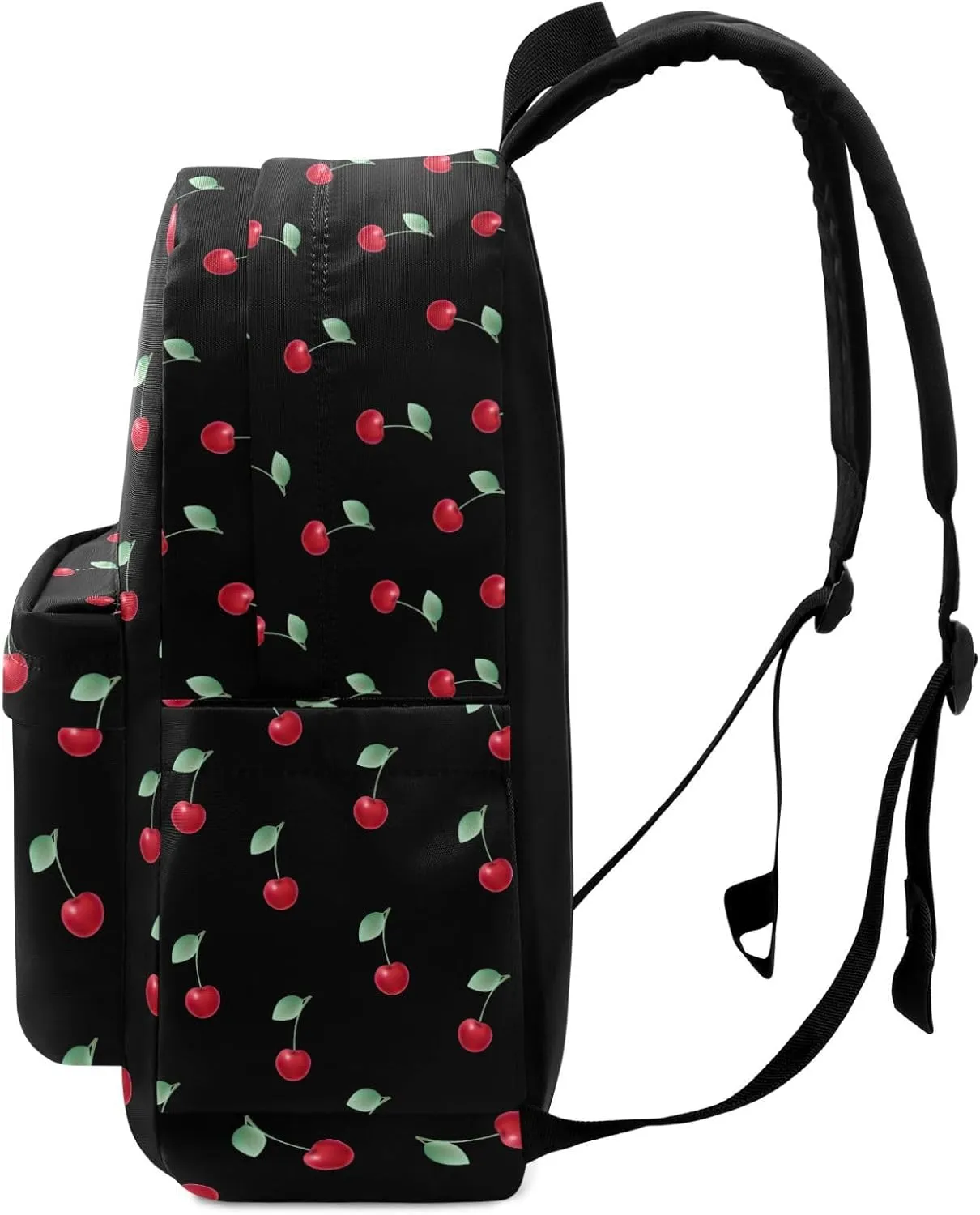 Fresh Cherry Pattern Large Canvas Backpack Durable Travel Shoulder Daypack for Unisex School Bookbag Beach Work Hiking Fit 16.5 Inch Notebook