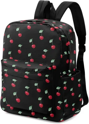 Fresh Cherry Pattern Large Canvas Backpack Durable Travel Shoulder Daypack for Unisex School Bookbag Beach Work Hiking Fit 16.5 Inch Notebook