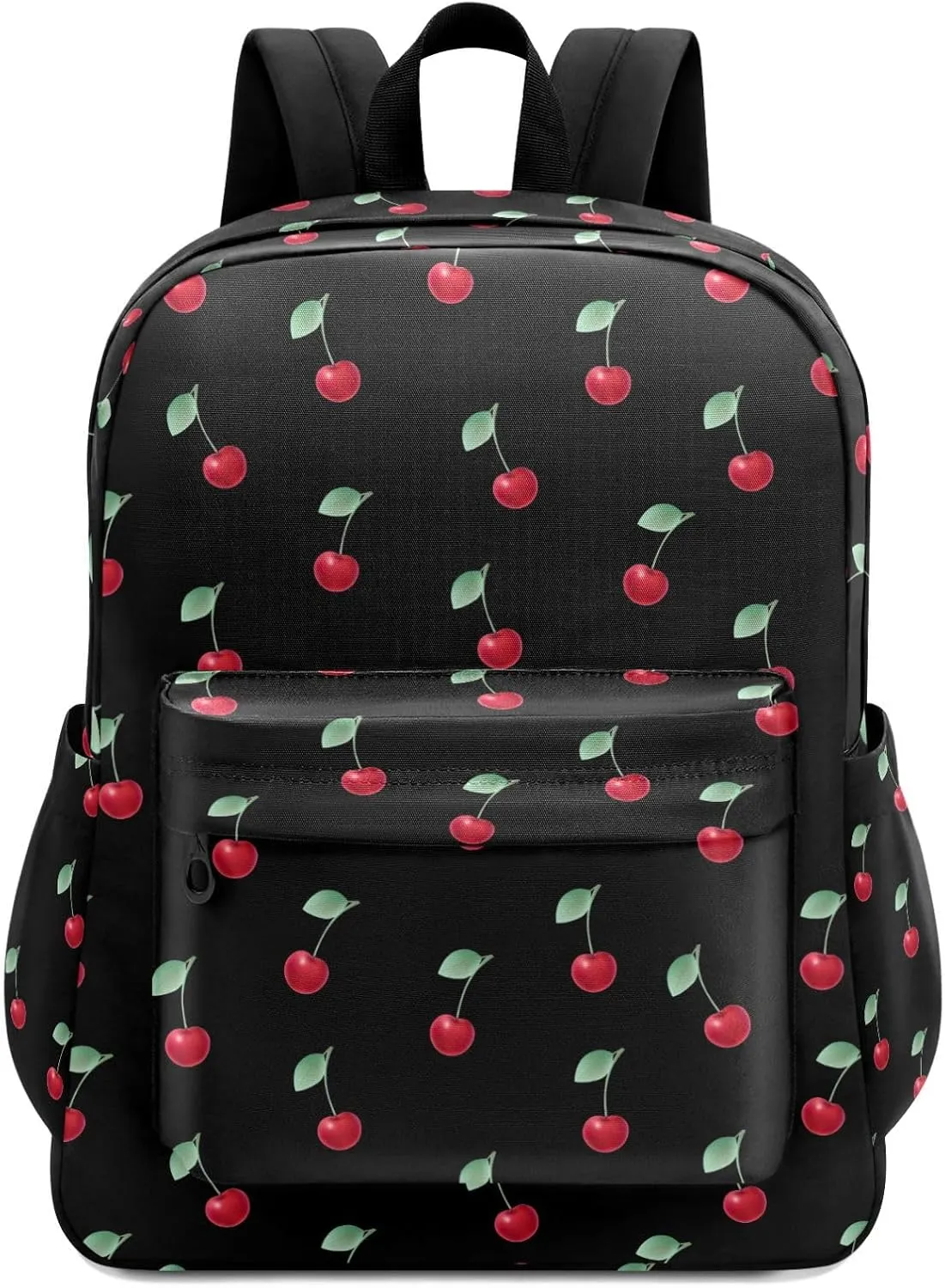 Fresh Cherry Pattern Large Canvas Backpack Durable Travel Shoulder Daypack for Unisex School Bookbag Beach Work Hiking Fit 16.5 Inch Notebook