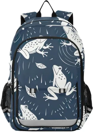 Frog Leaves Print Backpack for Boys Middle-School Elementary Bookbags 20325636