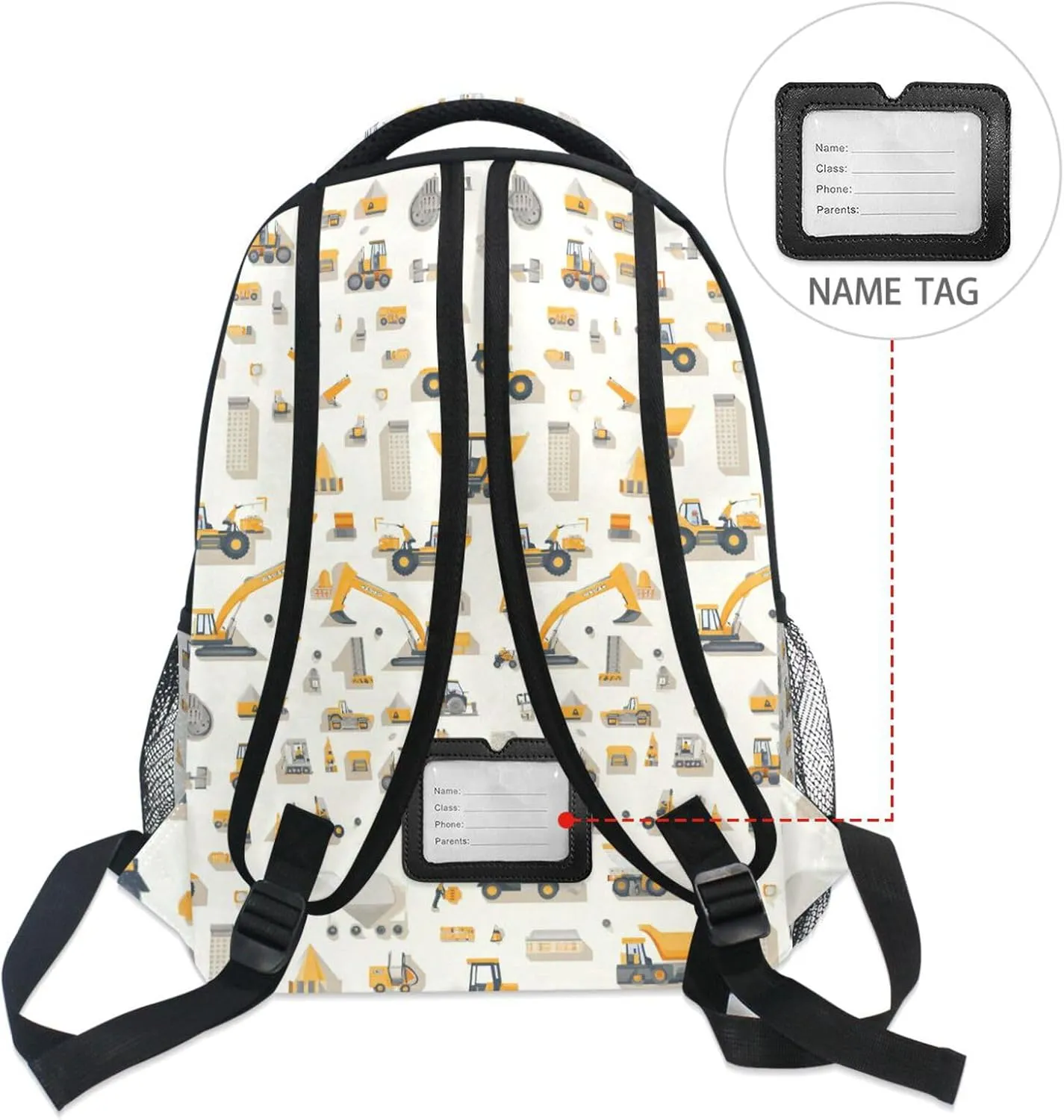 Fun Backpack for Men Women Waterproof Laptop Bag with Chest Strap for Business Work College Travel Trip Construction Scene Concrete Mixer Truck