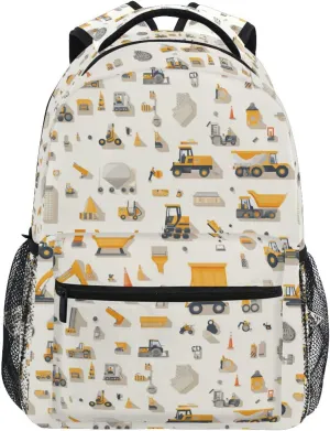 Fun Backpack for Men Women Waterproof Laptop Bag with Chest Strap for Business Work College Travel Trip Construction Scene Concrete Mixer Truck