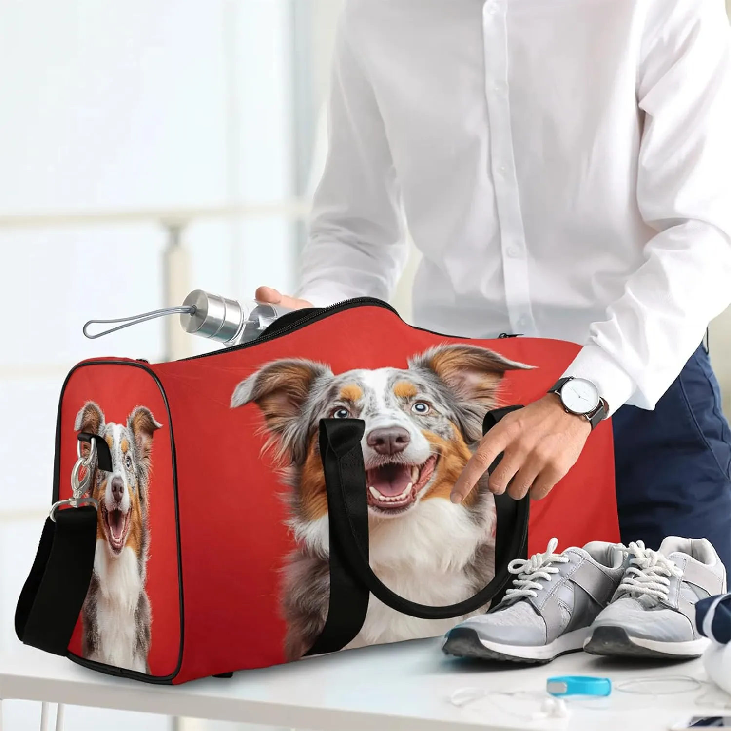 Funny Dog Duffle Bag for Travel, Overnight Weekend Gym Carry On Luggage Bag, Dog Pattern Travel Duffel Bag for Men Women