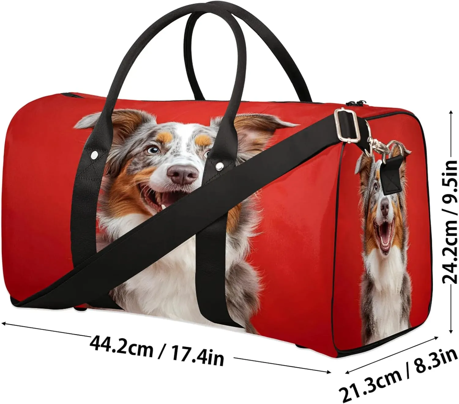 Funny Dog Duffle Bag for Travel, Overnight Weekend Gym Carry On Luggage Bag, Dog Pattern Travel Duffel Bag for Men Women