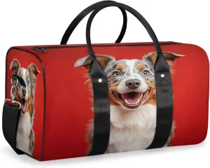 Funny Dog Duffle Bag for Travel, Overnight Weekend Gym Carry On Luggage Bag, Dog Pattern Travel Duffel Bag for Men Women
