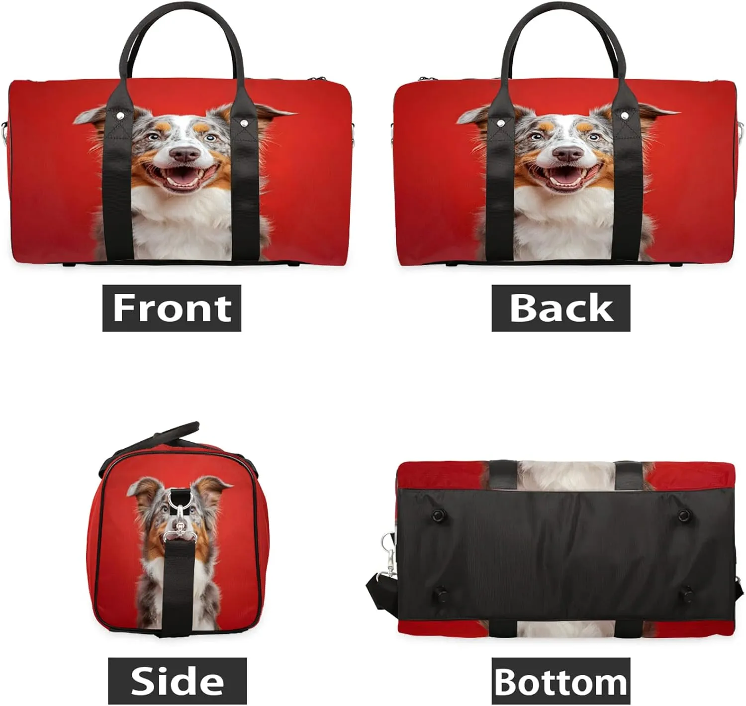 Funny Dog Duffle Bag for Travel, Overnight Weekend Gym Carry On Luggage Bag, Dog Pattern Travel Duffel Bag for Men Women