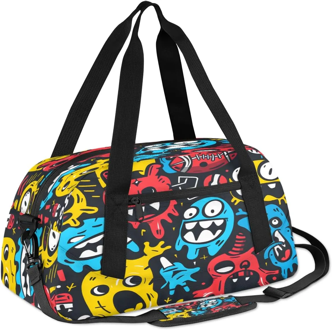 Funny Monsters Kids Duffle Bag Boys Girls Small Sport Dance Gym Bag for Overnight Travel Weekender Carry On