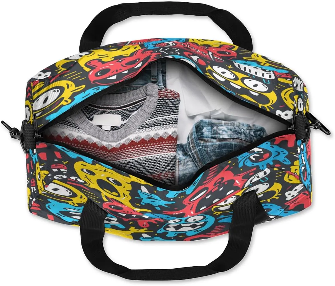Funny Monsters Kids Duffle Bag Boys Girls Small Sport Dance Gym Bag for Overnight Travel Weekender Carry On