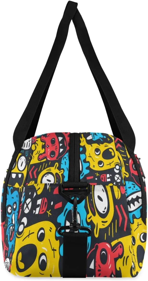 Funny Monsters Kids Duffle Bag Boys Girls Small Sport Dance Gym Bag for Overnight Travel Weekender Carry On