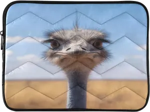Funny Ostrich Closeup 15-16 Inch Quilted Laptop Sleeve Case Soft Notebook Protector Bag Computer Carrying Case