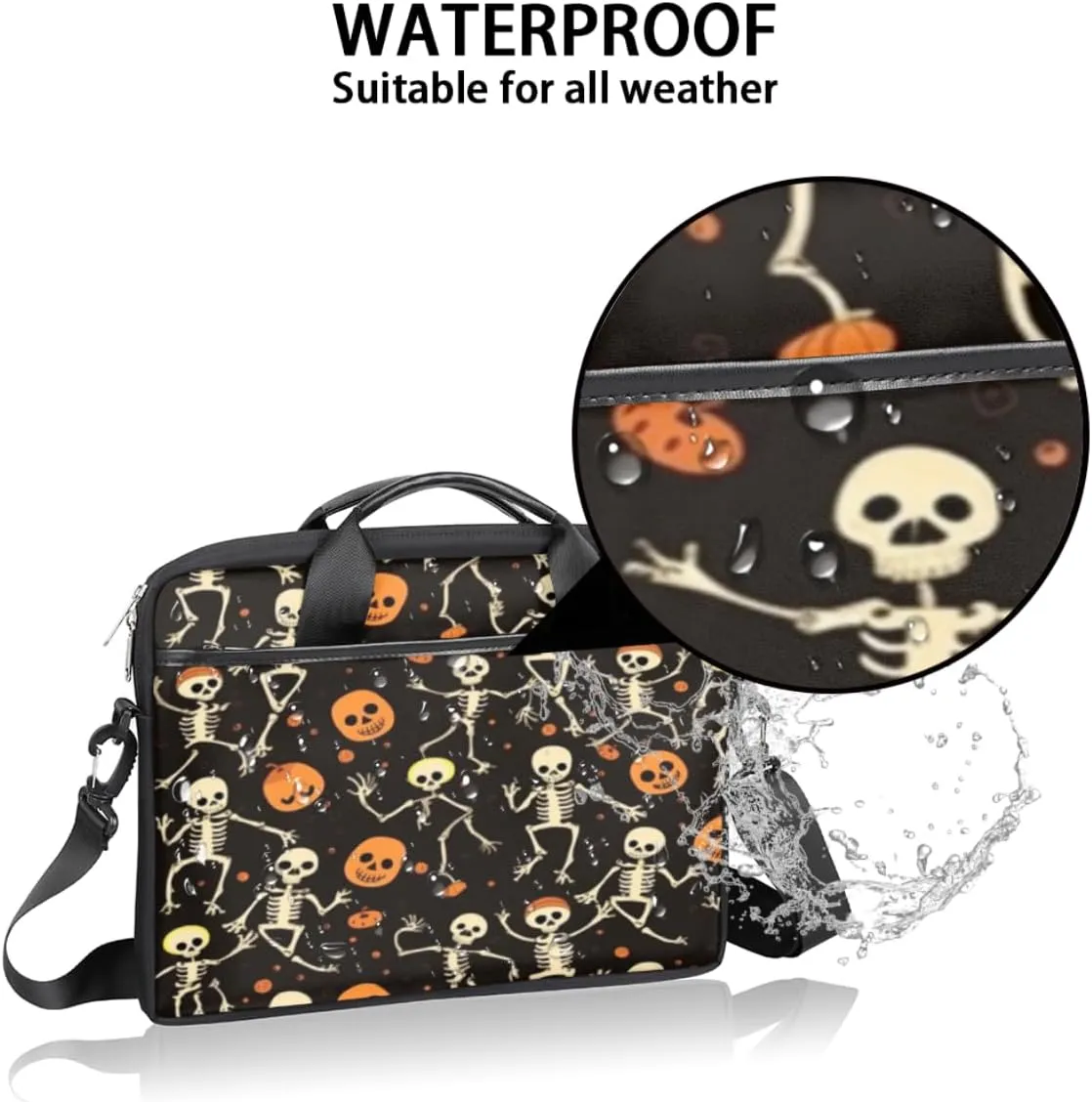 Funny Pumpkin Maple Leave Lightweight Laptop Bag Case 13-15 Inch Computer Briefcase Bag for Women Men Notebook Shoulder Bag