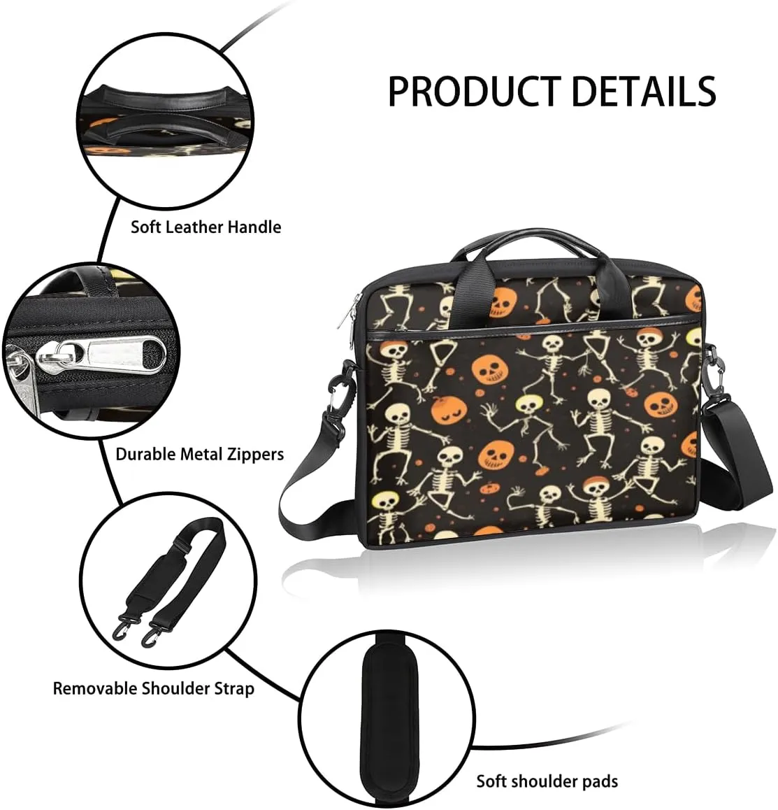 Funny Pumpkin Maple Leave Lightweight Laptop Bag Case 13-15 Inch Computer Briefcase Bag for Women Men Notebook Shoulder Bag