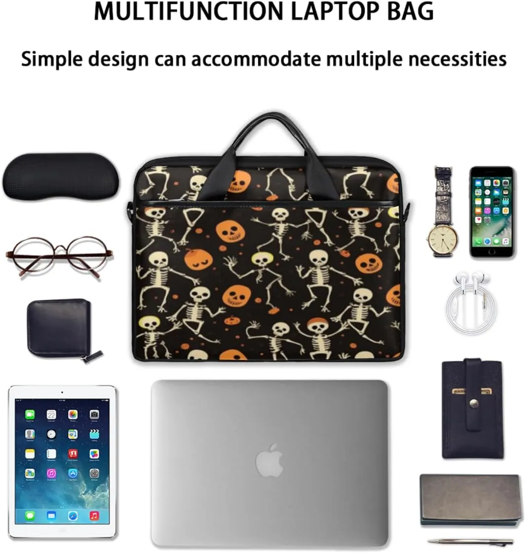 Funny Pumpkin Maple Leave Lightweight Laptop Bag Case 13-15 Inch Computer Briefcase Bag for Women Men Notebook Shoulder Bag