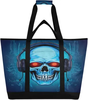 Funny Skull Reusable Insulated Lunchbox Cooler Bag, Leakproof Kitchen Grocery Bag Collapsible Portable Cooler Tote Bag for Picnic, Camping, Office, Travel