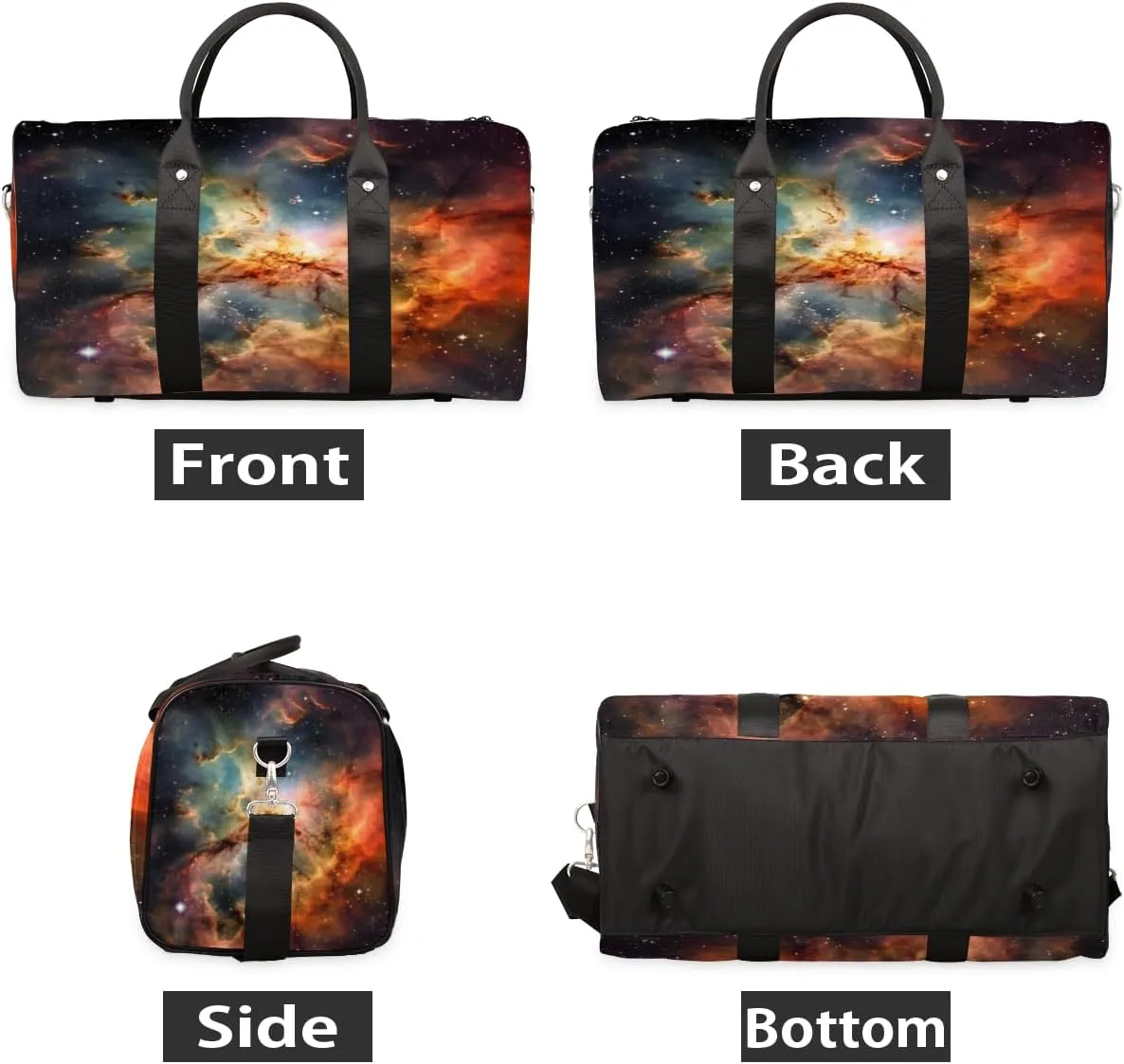 Galaxy Nebula Travel Duffle Bag, Sports Gym Bags for Women Men, Carry On Weekender Overnight Bag, Sky Outer Space Workout Hospital Airplane Trips Bag