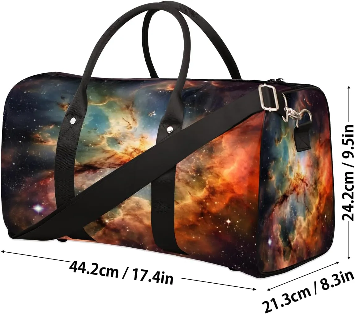 Galaxy Nebula Travel Duffle Bag, Sports Gym Bags for Women Men, Carry On Weekender Overnight Bag, Sky Outer Space Workout Hospital Airplane Trips Bag