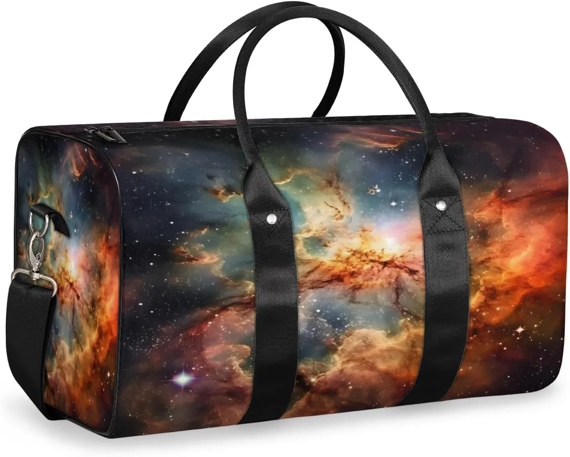 Galaxy Nebula Travel Duffle Bag, Sports Gym Bags for Women Men, Carry On Weekender Overnight Bag, Sky Outer Space Workout Hospital Airplane Trips Bag