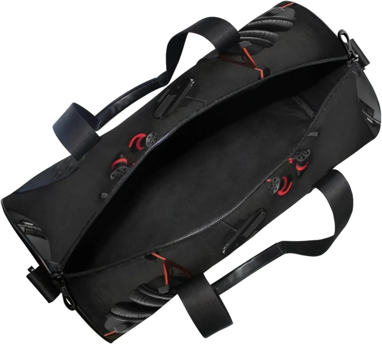 Gamer Work Space Concept Scrapbook Mouse, Keyboard, Joystick Duffel Bag, Foldable Canvas Travel Tote for Gym Sports with Inner Pockets, Durable Lightweight Fitness Bag for Overnight Workout