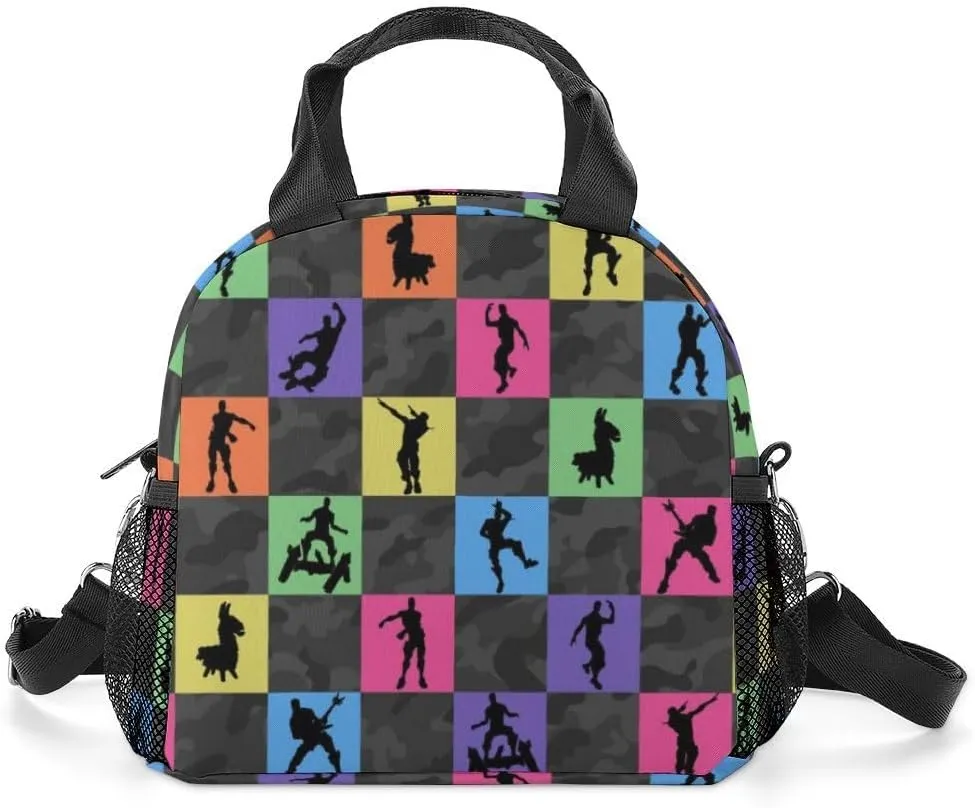 Gaming-Themed Insulated Lunch Bag - Waterproof, Leakproof, and Durable - Reusable Lunchbox with Adjustable Shoulder Strap for Kids, Men, and Women