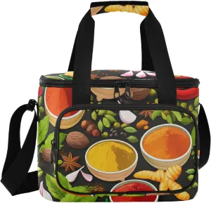 Garlic Chili Black Insulated Cooler Bag for Women Men Leakproof 24 Can Camping Lunch Cooler for Work Office Picnic