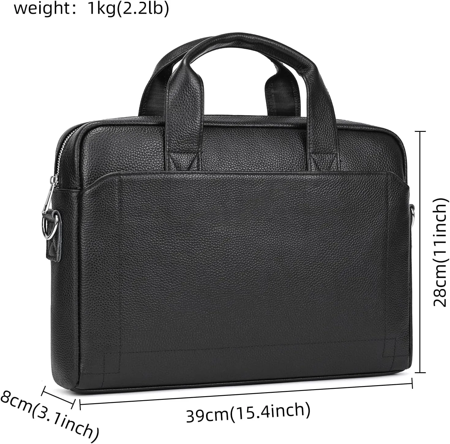 Genuine Leather Briefcase for Men, Laptop Computer Shoulder Bag With Strap, 15.6 Inch Business Travel Work Handbag