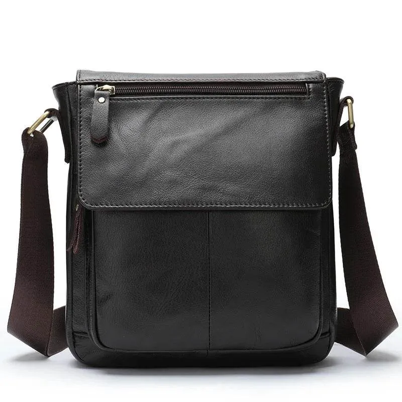 Genuine Leather Men's Shoulder Bag – High Quality Cowhide Crossbody