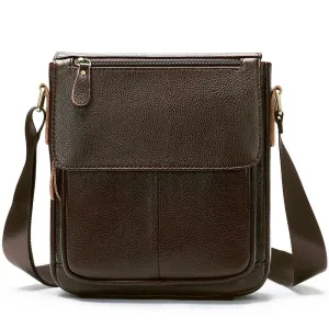 Genuine Leather Men's Shoulder Bag – High Quality Cowhide Crossbody