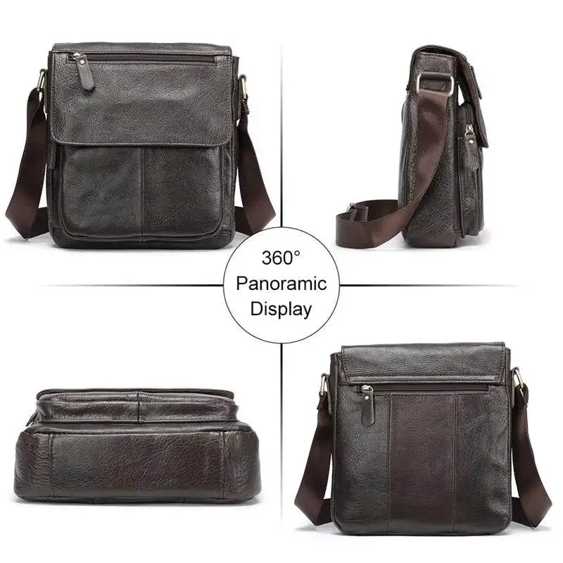 Genuine Leather Men's Shoulder Bag – High Quality Cowhide Crossbody